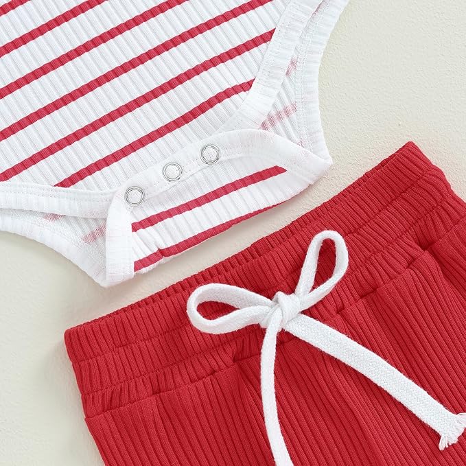 Newborn Baby Boy Girl Clothes Ribbed Knitted Long Sleeve Romper Pants Solid - Image 5