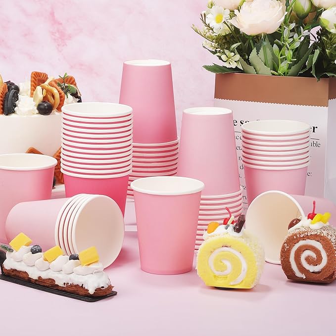 URATOT 60 Pieces 9 Ounce Disposable Paper Cups Gradient Pink Party Cups - Image 4