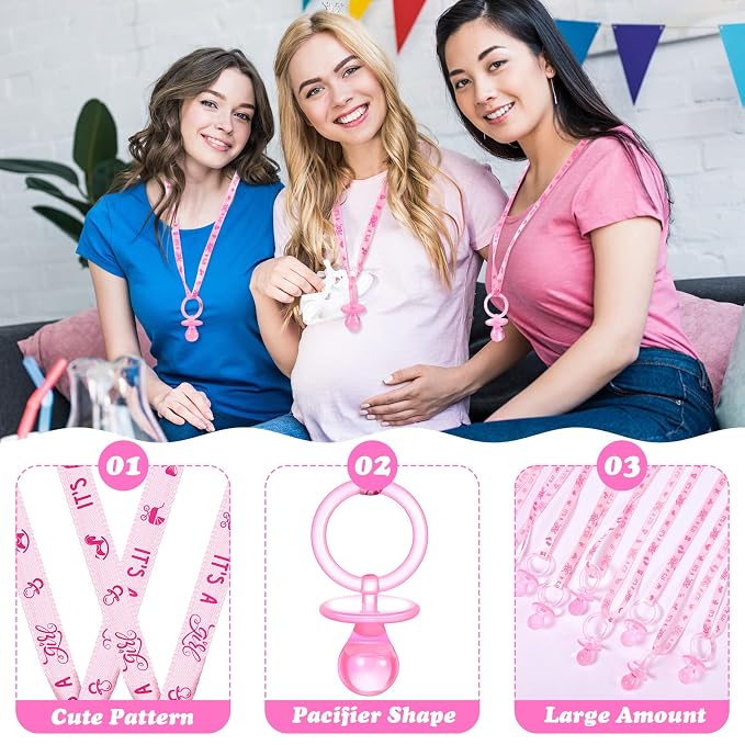 Chengu 100 Pcs Baby Shower Pacifiers Necklace, Acrylic Pacifiers Necklace Party - Image 2