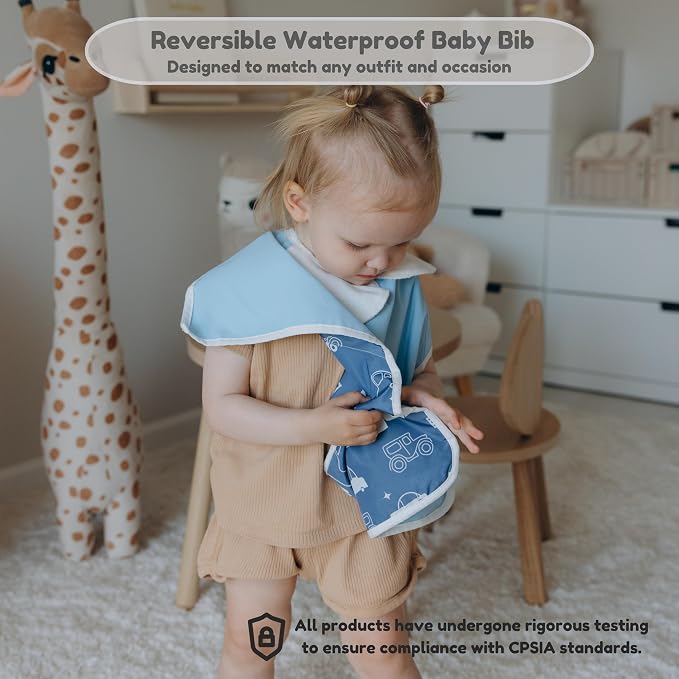 6-Layer Waterproof Baby Bib, Reversible, Adjustable, Stain Oil Resistant - Image 4