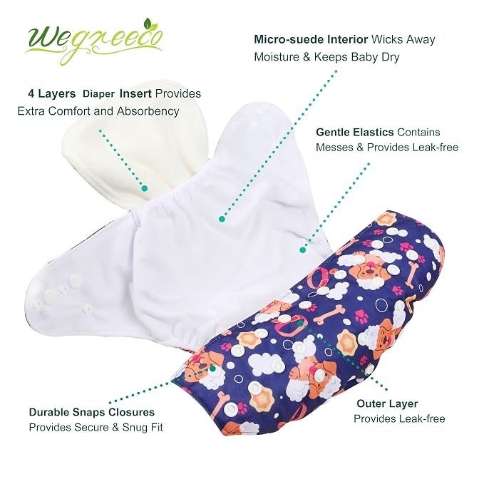wegreeco Cloth Diapers 6 Pack - Image 3