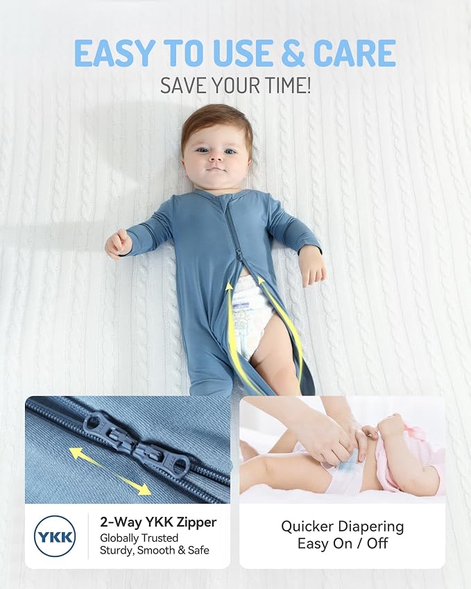 HAPIU Rayon from Bamboo Baby Footed Pajamas, 2 Way Zipper YKK, Footie - Image 4