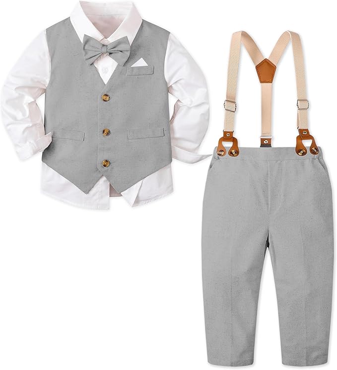 SANGTREE Boys Cotton Linen Suit Formal Set Baby Clothes Boy Gentleman Wedding by Weaimtoprovidecustomerbothgoodserviceandbestproductingoodvalue