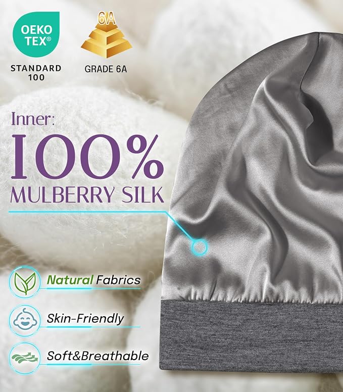 OLESILK Silk Baby Bonnet for 0-6 Months - Image 2