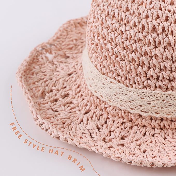 Baby Girl Straw Hat Outdoor Baby Sun Protection Hats Summer Bowknot Beach Cap - Image 4