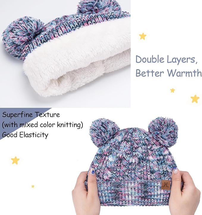 Kids Toddlers Winter Beanie Hats Gloves Neck Scarf Set Mittens Gifts - Image 2
