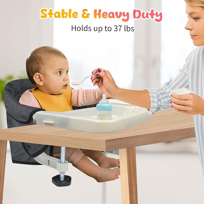 Toogel Hook On High Chair with Removable Dining Tray, Folding Portable Clip on - Image 4