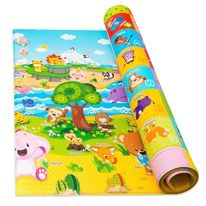 Baby Care Play Mat 73’’ x 49’’ Original One-Piece Reversible Rollable - Image 2