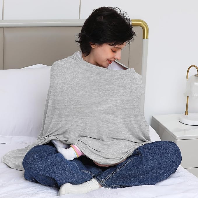 Nursing Cover for Breastfeeding, 360°Full Coverage Nursing Poncho, Rayon Soft & - Image 6