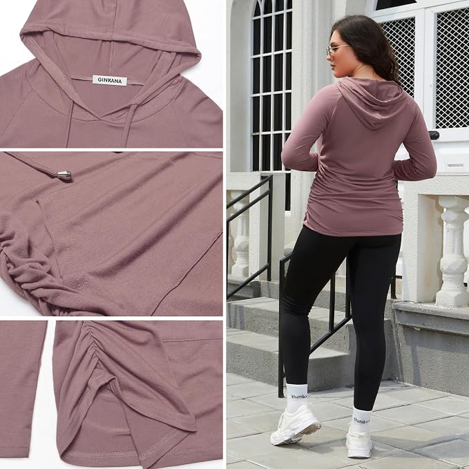 GINKANA Maternity Hoodie Long Sleeves Shirts Casual Maternity Top Pregnancy - Image 6
