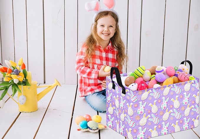 Easter Gift Basket Eggs Storage Basket Kids Toys Storage Basket Organizer Box - Image 2