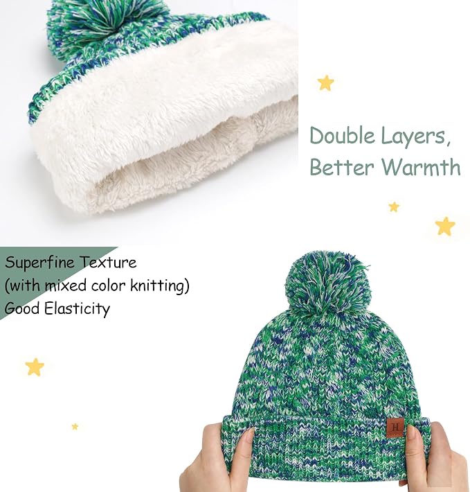 Kids Toddlers Winter Beanie Hats Gloves Neck Scarf Set Mittens Gifts - Image 2