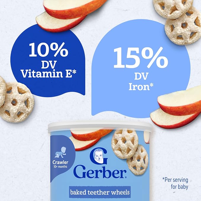 Gerber Baked Teether Wheels, Apple Harvest Crunchy Teether Snack, Baby Crackers - Image 4