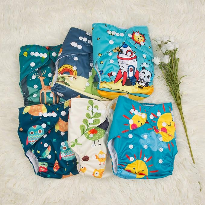 babygoal Reusable Cloth Diapers 6 Pack+6pcs Microfiber Inserts+4pcs Rayon from - Image 7
