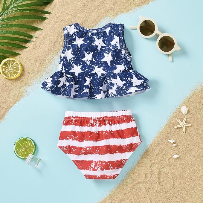Aalizzwell Toddler Baby Girl Bathing Suit Two Piece Swimsuit Bikini Beach Wear - Image 6