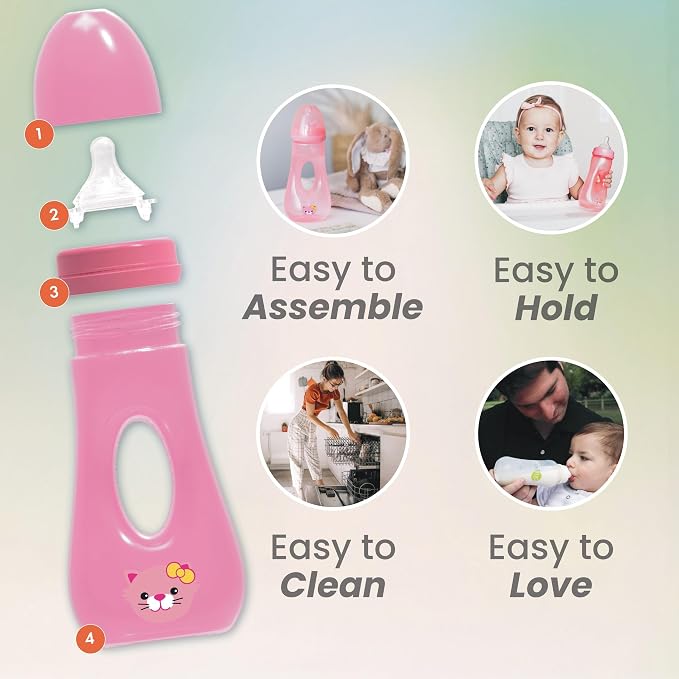 Avima Easy Grip Anti Colic Baby Bottles, BPA Free, 8 oz. Wide Neck w/Medium - Image 4