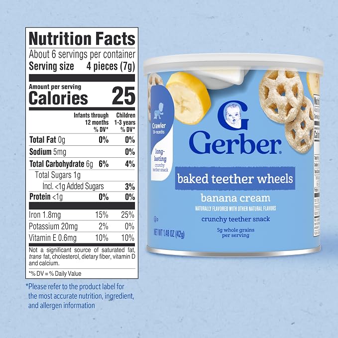 Gerber Baked Teether Wheels, Banana Cream Crunchy Teether Snack, Baby Crackers - Image 2