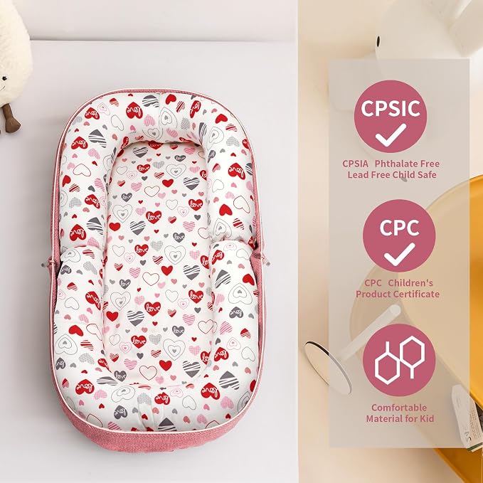 Baby Lounger, Foldable Infant Nest Pillow - Image 4