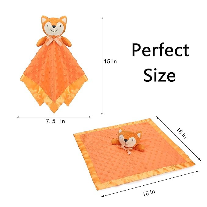 Pro Goleem Fox Security Blanket Orange Soft Baby Lovey Unisex Lovie Baby Gifts - Image 5