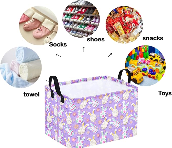 Easter Gift Basket Eggs Storage Basket Kids Toys Storage Basket Organizer Box - Image 7