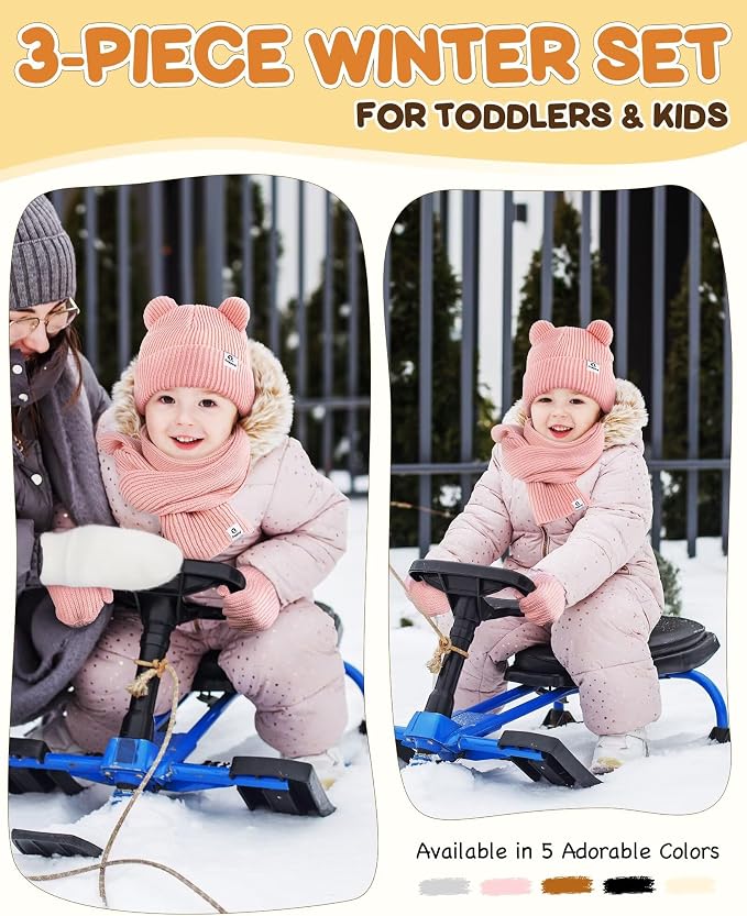 Baby Beanie Mittens Scarf Set, Toddler Infant Kids Winter Hat - Image 5