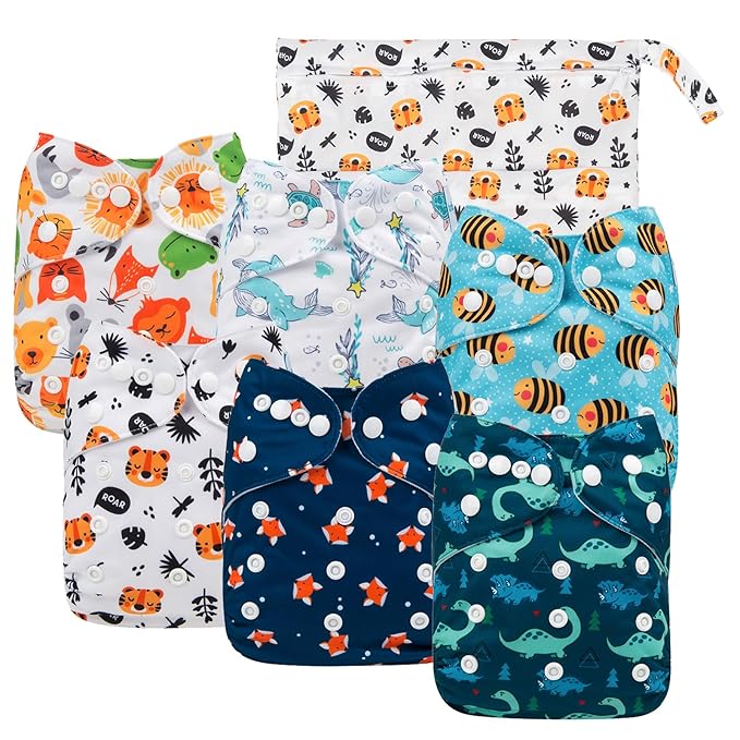 Babygoal Cloth Diaper Covers 6 Pack+Wet Bag by babygoal