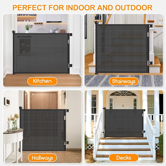 71 Inch Retractable Baby Gates Extra Wide, 41 Inch Reinforced Extra Tall Gate - Image 8