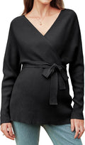 OUGES Womens Soft Cotton Blend Maternity Sweater Wrap V Neck Long Sleeve V Back by OUGES