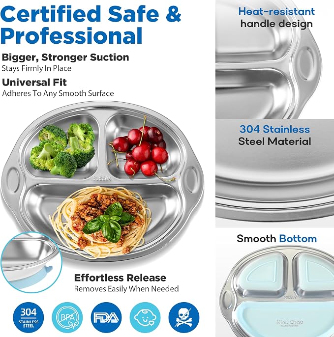 Stainless Steel Baby Suction Plates: Divided Plates - Image 6