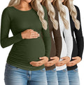 Huukeay 4 Pack Women's Maternity Shirts, Long Sleeve Cotton Ribbed Pregnancy by Huukeay