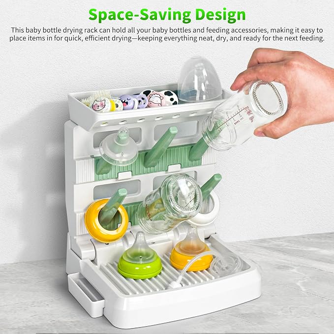 Baby Bottle Drying Rack for 6 Bottles, Vertical Cup Drying Holder, Space Saving - Image 3