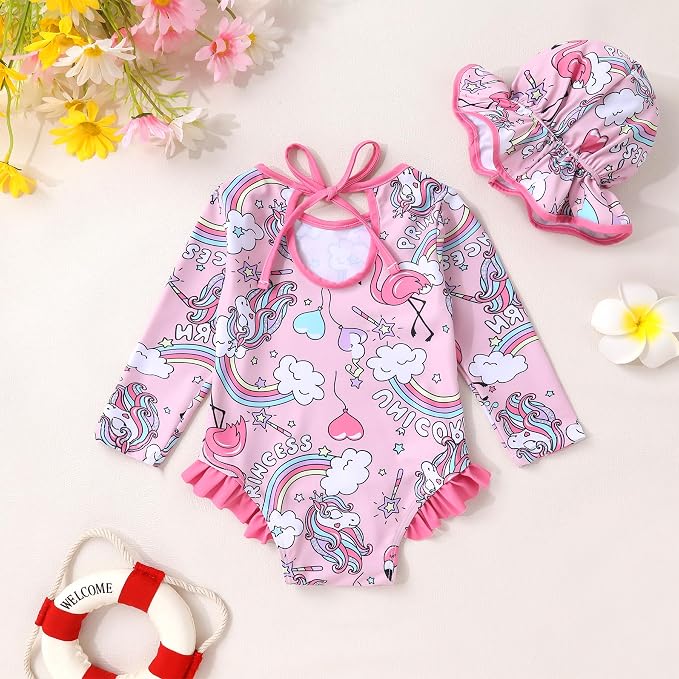 YOUNGER TREE Infant Baby Girls Swimsuit Long Sleeve Swimsuits One Piece - Image 3