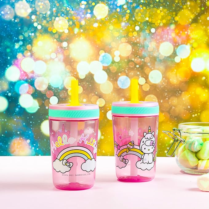 Zak Designs 15oz Hello Kitty Kelso Tumbler Set, Leak-Proof Screw-On Lid - Image 3