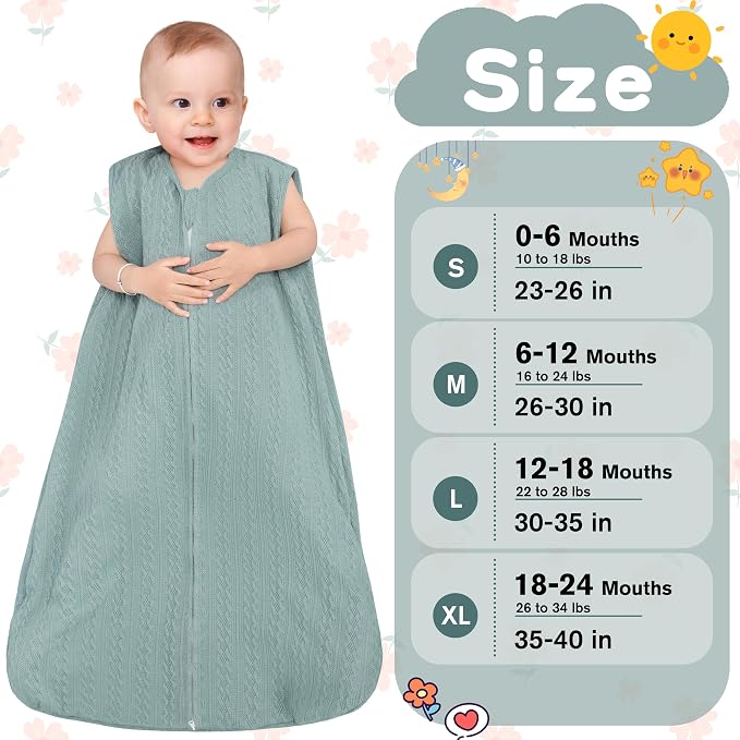 Baby Sleep Sack 12-18 Months, Baby Wearable Blanket 100% Acrylic knit 2-Way - Image 3