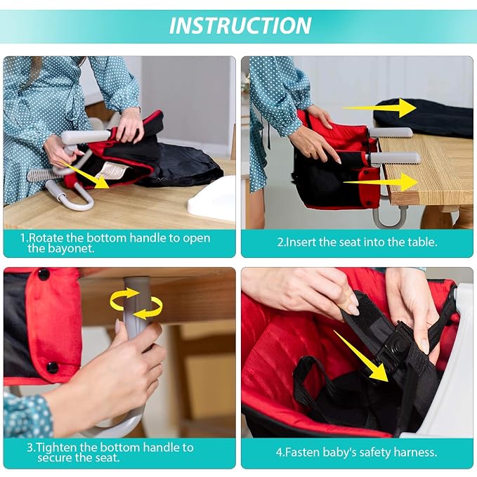 Fast Hook On Chair with Dining Tray, Fold-Flat Storage and Tight Fixing Clip - Image 4