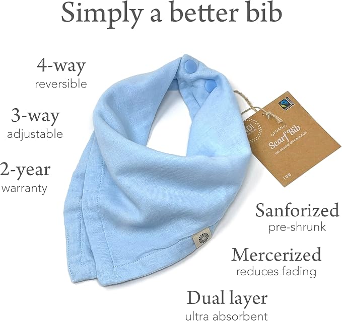 Kishu Baby Indi Organic Baby Bandana Bibs – Fairtrade 4-Way Reversible Drool - Image 9