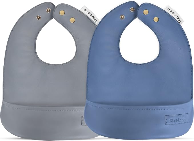 Vegan Leather Easy Clean Baby Bibs by BleuLaLa