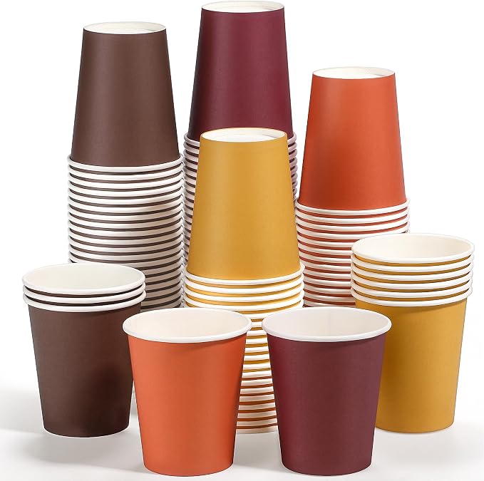 URATOT 120 Pieces 9 Ounce Disposable Paper Cups Autumn Color Party Cups by URATOT