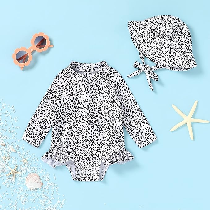 Infant Baby Girl Swimsuit One-Piece Long Sleeve Rash Guard - Image 2
