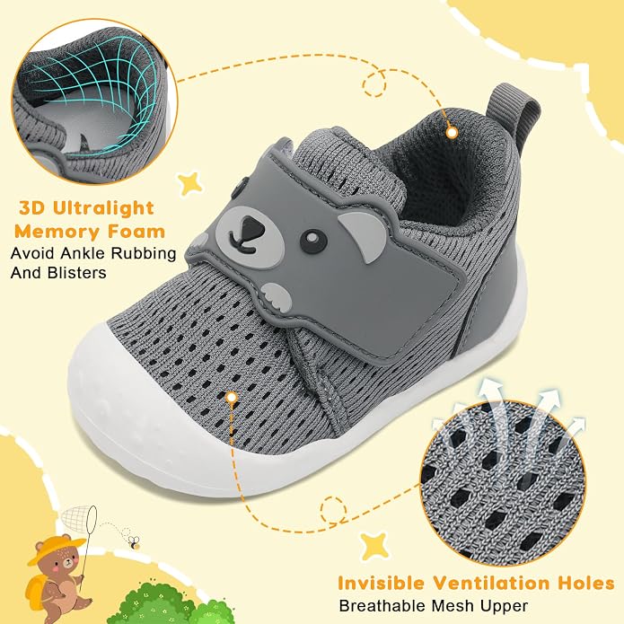 FEETCITY Baby Walking Shoes Wide Baby Shoes Boys Girls Infant Sneakers Crib - Image 4