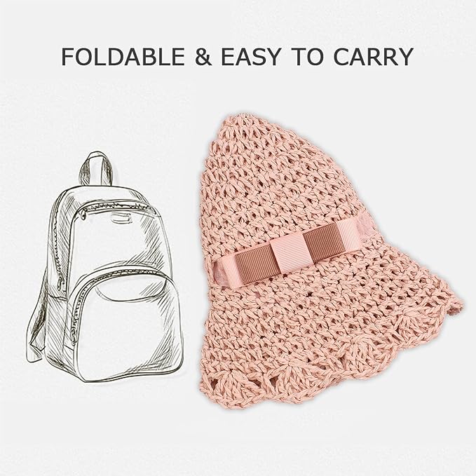 Baby Girl Straw Hat Outdoor Baby Sun Protection Hats Summer Bowknot Beach Cap - Image 5