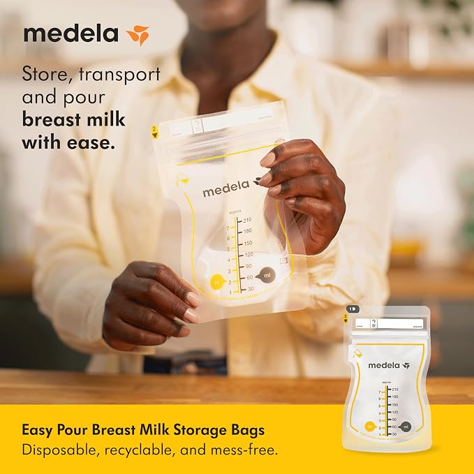 Medela Easy Pour Breastmilk Storage Bags 100 Count 7oz/210ml Disposable - Image 2