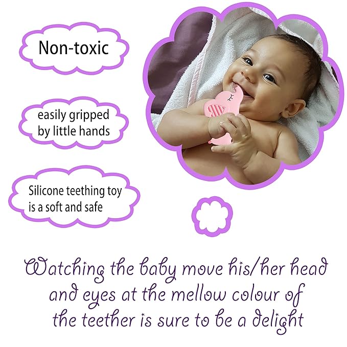 Soft Pink Elephant Teether Toy for Babies 3-6/6-12 Months Silicone Teething Toy - Image 5