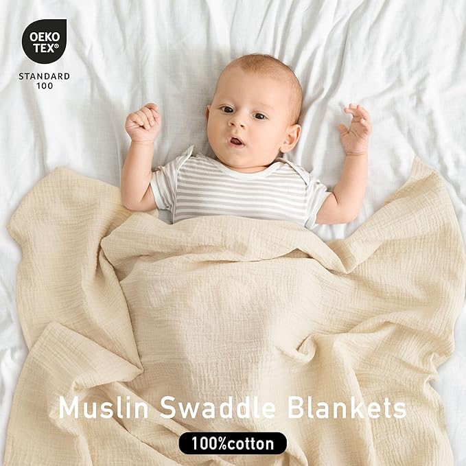 Muslin Swaddle Blankets for Baby Girls and Boys, 4 Pack Breathable and - Image 3