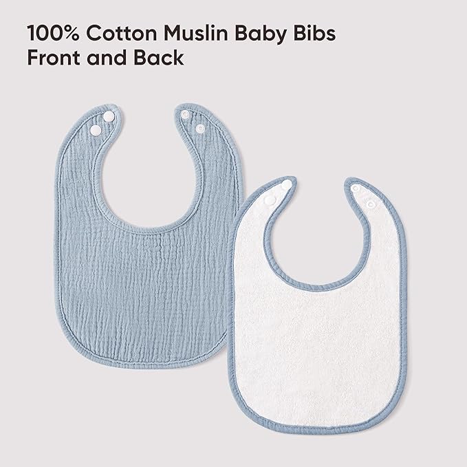 Bearmoss Muslin Baby Drooling Bibs 8 Pack, 100% Cotton Square Adjustable - Image 5