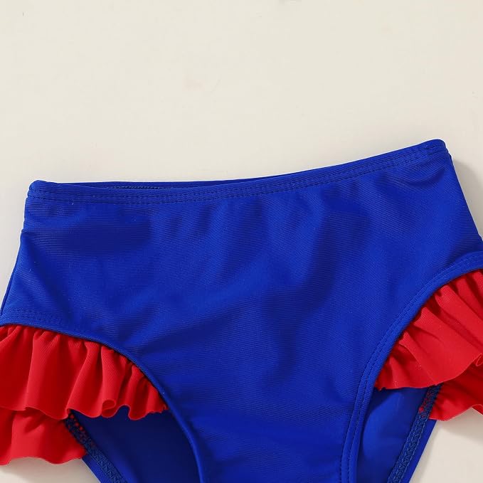 YOUNGER TREE Toddler Girls Two Pieces Swimsuit Color Block Stripe Swimwear - Image 5