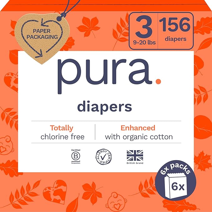 Pura Hypoallergenic Diapers, Size 3 Monthly Pack, Suitable by MyPura