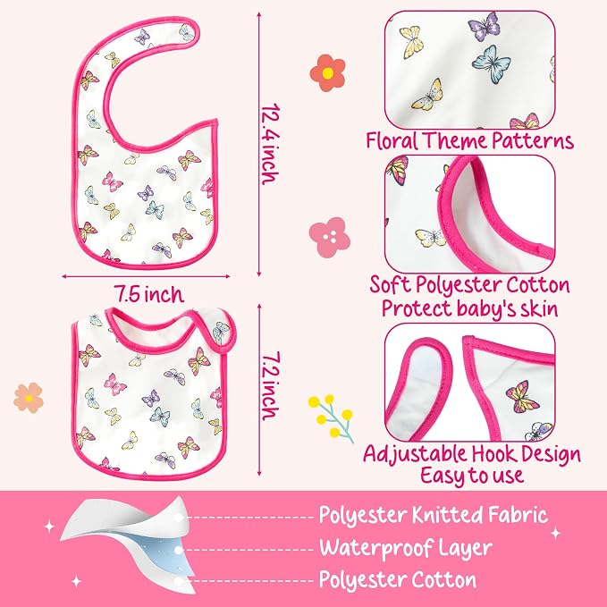 7Pcs Cotton Waterproof Baby Bibs Hook Loop Closure Newborn Bib Keepsake Baby - Image 2