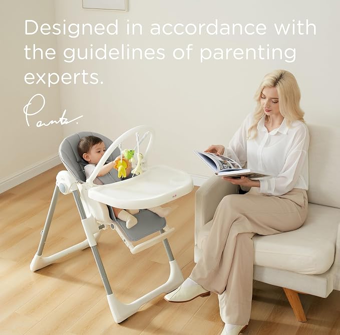 KÜB 3-in-1 Foldable Baby High Chair, 7 Height & 4 Recline Adjustable Seat & Tray - Image 9