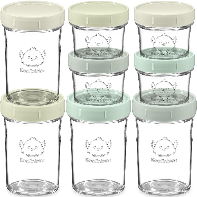KeaBabies 4pk 8oz & 4pk 4oz Glass Baby Food Containers by KeaBabies